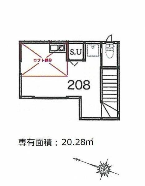 サークルハウス竹ノ塚壱番館(ワンルーム/2階)の間取り写真