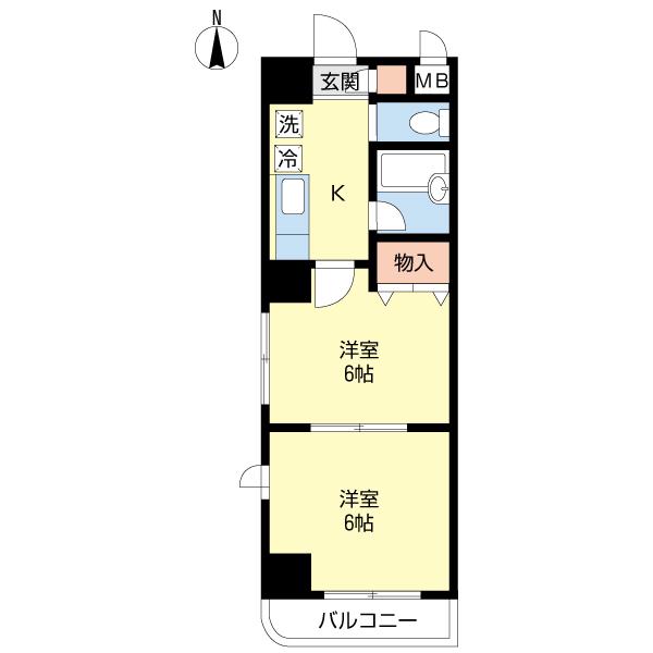 アーバンステージ一番町(2K/3階)の間取り写真