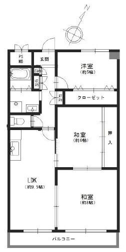 みずほマンション(3LDK/4階)の間取り写真