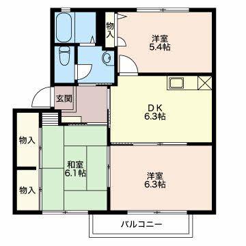 グランメール B(3DK/2階)の間取り写真