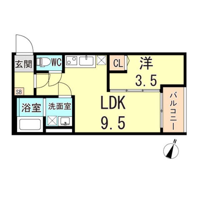 T.A海運町8丁目IIIA棟(1LDK/2階)の間取り写真