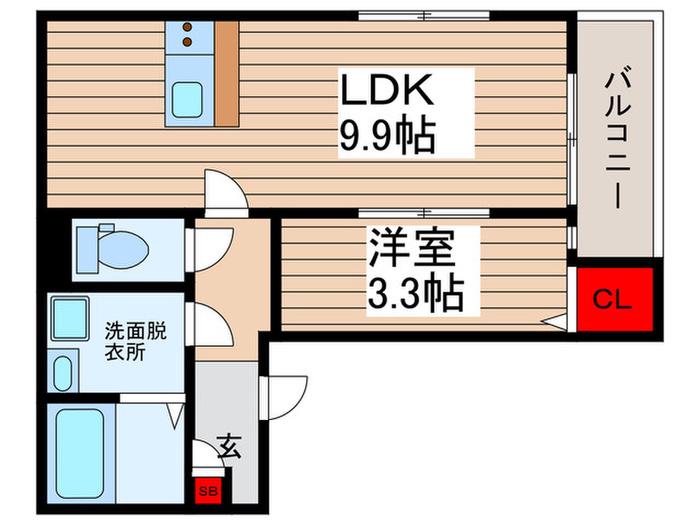 松戸市新松戸北1丁目I(1LDK/3階)の間取り写真