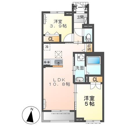スリール(2LDK/1階)の間取り写真