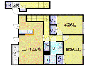 フェルマーニュ(2LDK/2階)の間取り写真
