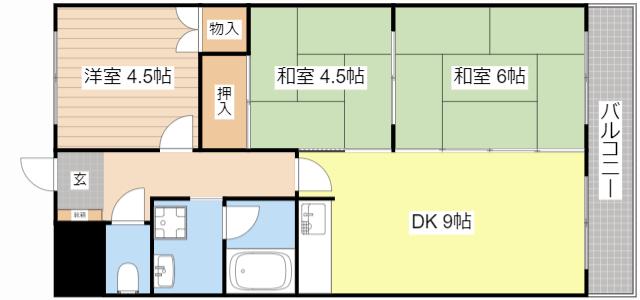 エスポアール伊勢(3DK/3階)の間取り写真