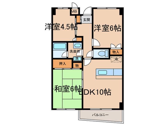 荒木ハイツ(3LDK/1階)の間取り写真