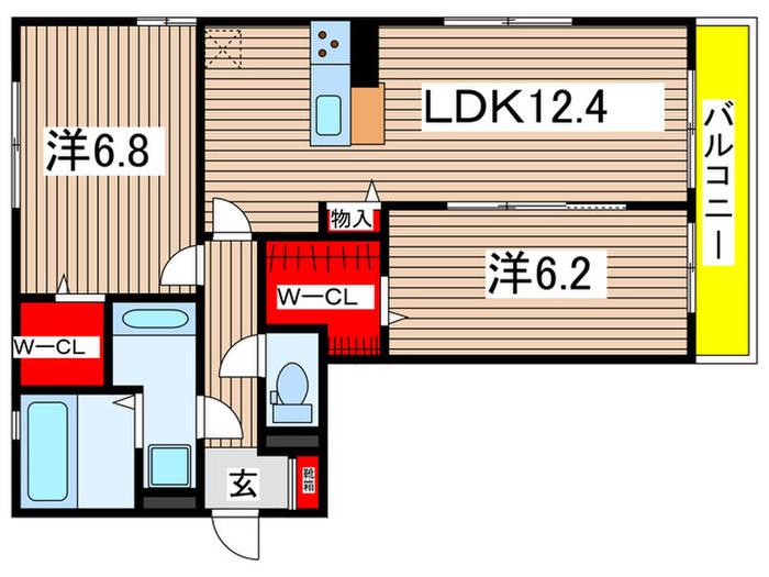 TAURUS大和町(2LDK/1階)の間取り写真