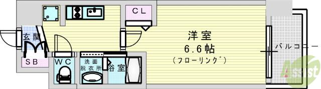 エステムコート新大阪14アイシー(1K/3階)の間取り写真