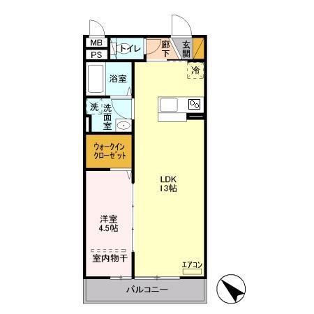 ウエストエーデル(1LDK/2階)の間取り写真