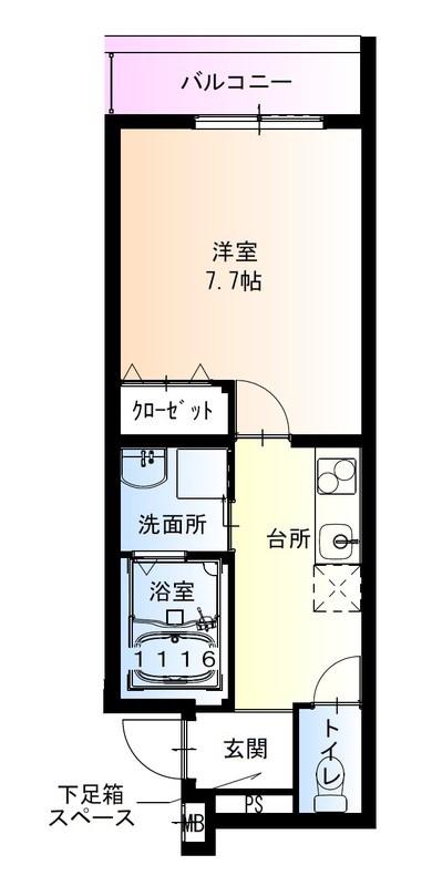 フジパレス長洲公園1番館(1K/1階)の間取り写真