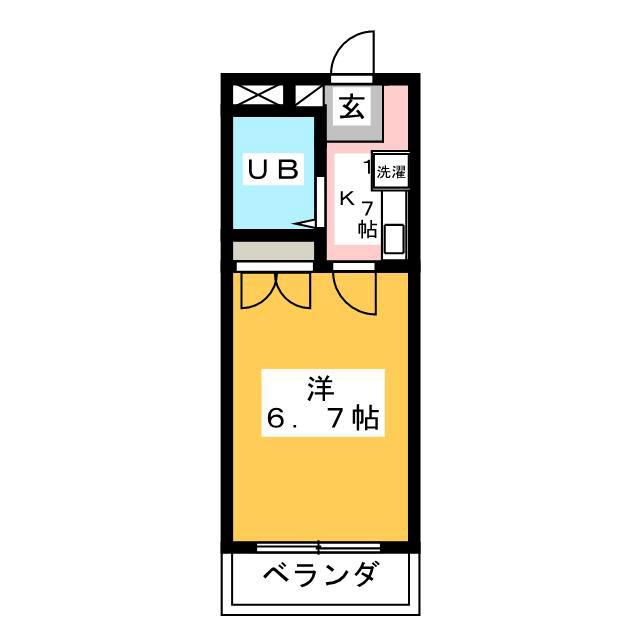 グレースハイム(1K/1階)の間取り写真