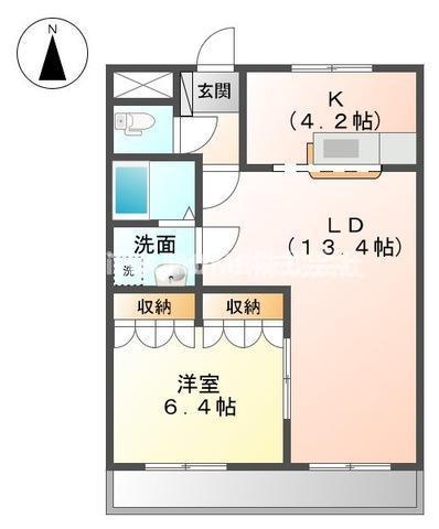 ルミナス(1LDK/2階)の間取り写真
