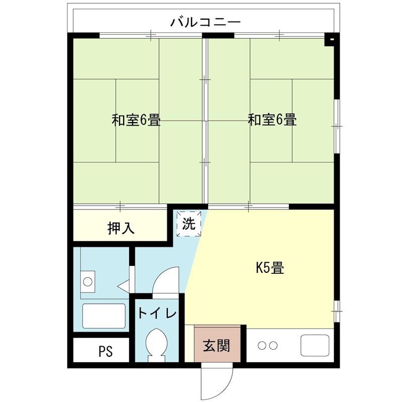 レジデンス堤(2K/2階)の間取り写真