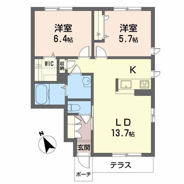シャーメゾンHANA(2LDK/1階)の間取り写真