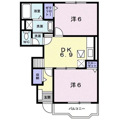 アクティ北鴨B(2DK/1階)の間取り写真