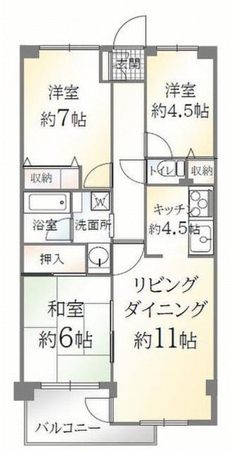 新百合ヶ丘ベルハイム(3LDK/3階)の間取り写真