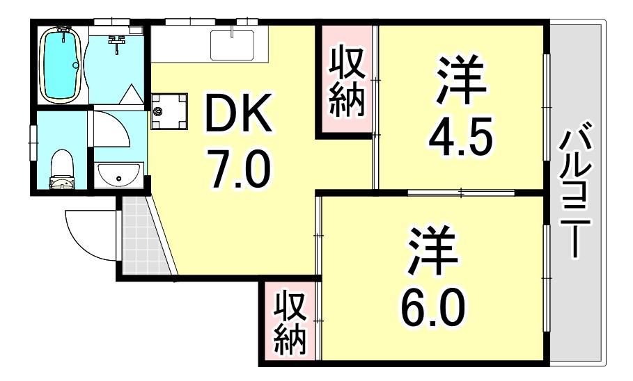 カナヤマンション三信(2DK/3階)の間取り写真