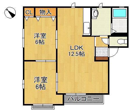 サニーヒル葛原(2LDK/2階)の間取り写真