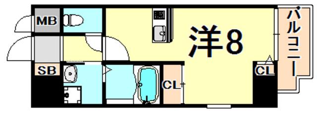 ONLYONE伊丹北本町(ワンルーム/7階)の間取り写真