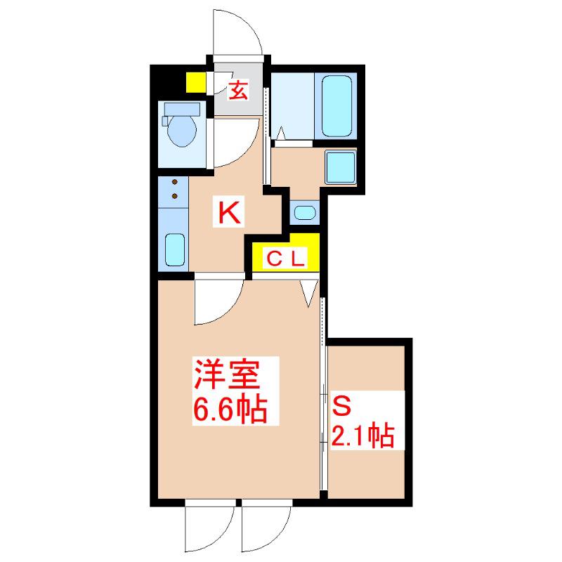 AIR/ONE(1SK/3階)の間取り写真