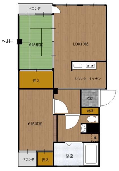エクセル新生 103(2LDK/1階)の間取り写真