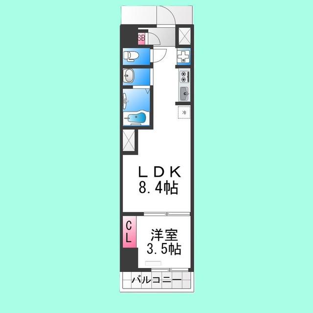 GARDENIA堺東(1LDK/9階)の間取り写真