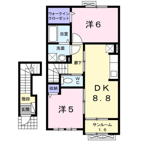 ヴィラ・清瀧 A(2DK/2階)の間取り写真