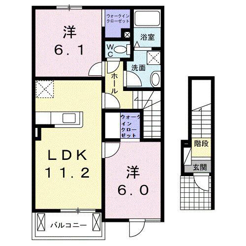 ラシュレII(2LDK/2階)の間取り写真