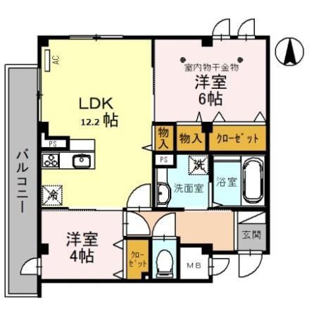 メゾン ド 常盤(2LDK/4階)の間取り写真