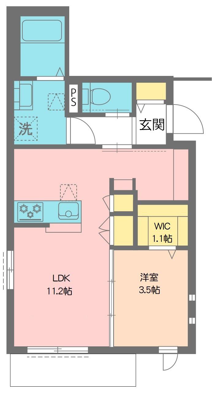 エクレールコート(1LDK/1階)の間取り写真