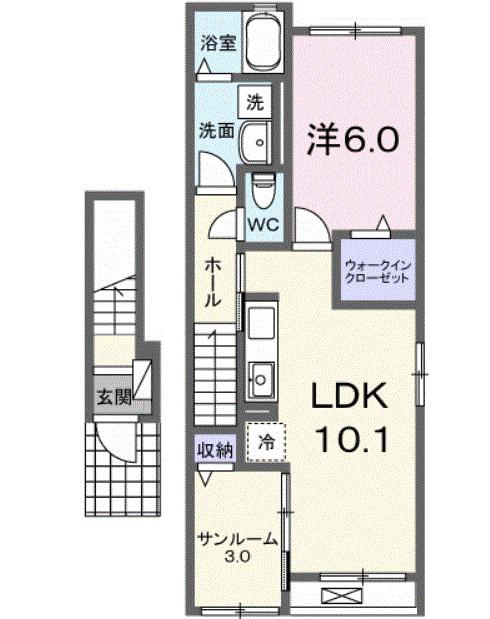 モン・ルクール(1LDK/2階)の間取り写真