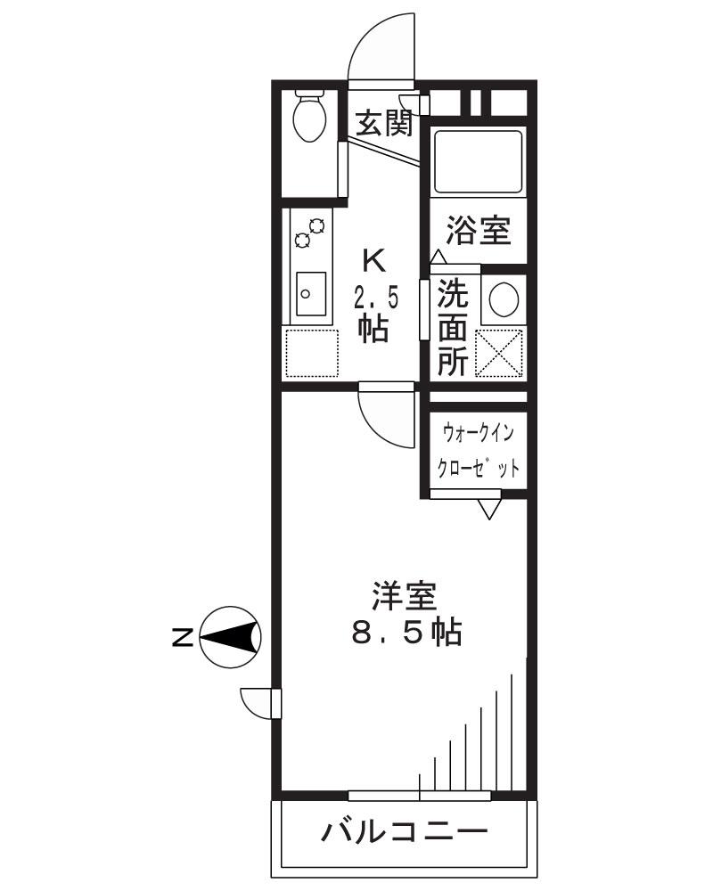 フォレストヒルズ宮崎台(1K/3階)の間取り写真