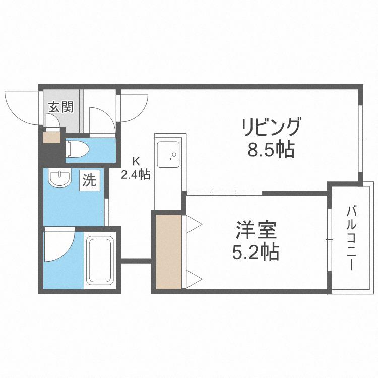 カカオ円山(1LDK/3階)の間取り写真