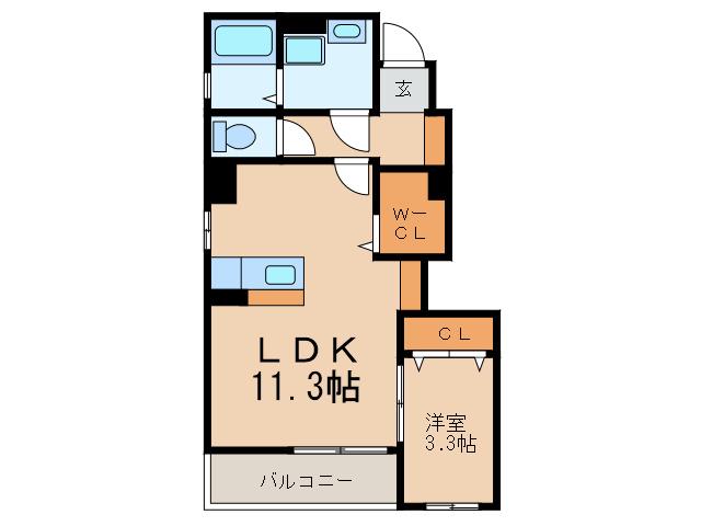 地下鉄東山線 岩塚駅 徒歩23分 2階建 築14年(1LDK/1階)の間取り写真
