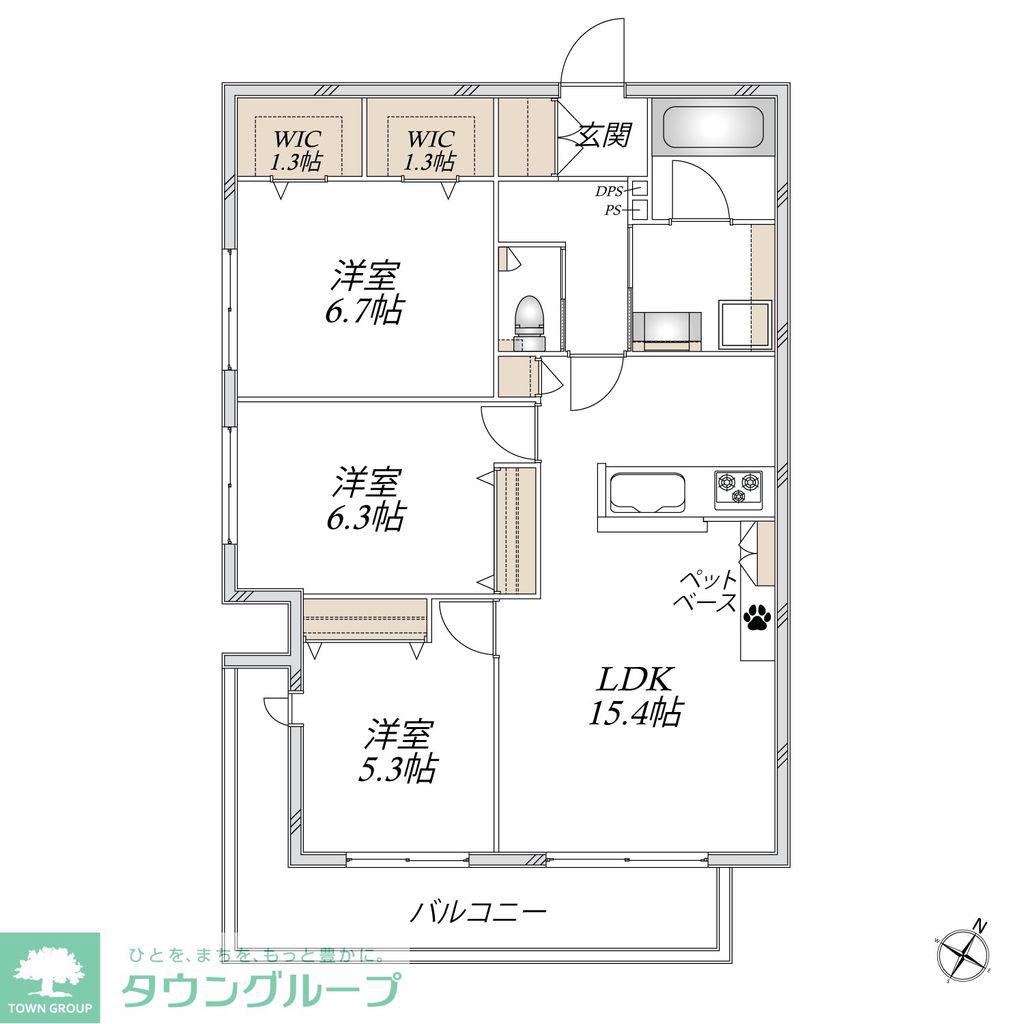パレ新瑞(3LDK/2階)の間取り写真