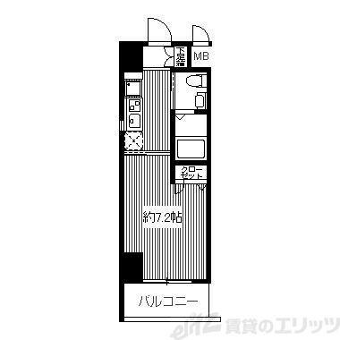 ドゥーエ江坂II(1K/7階)の間取り写真