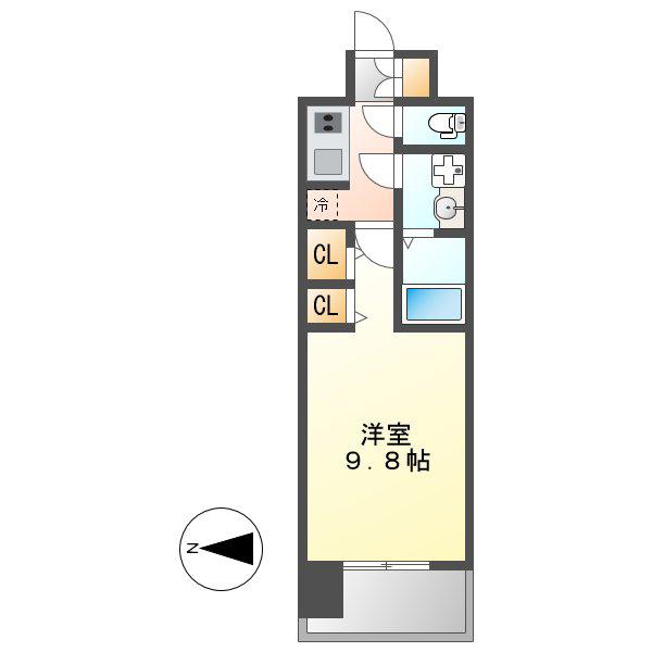 LA DOUCEUR志賀本通II(1K/7階)の間取り写真