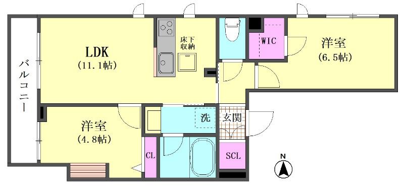ヒルズステージ山王(2LDK/1階)の間取り写真