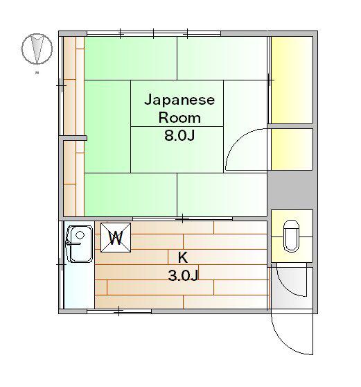 中道アパート(1K/2階)の間取り写真