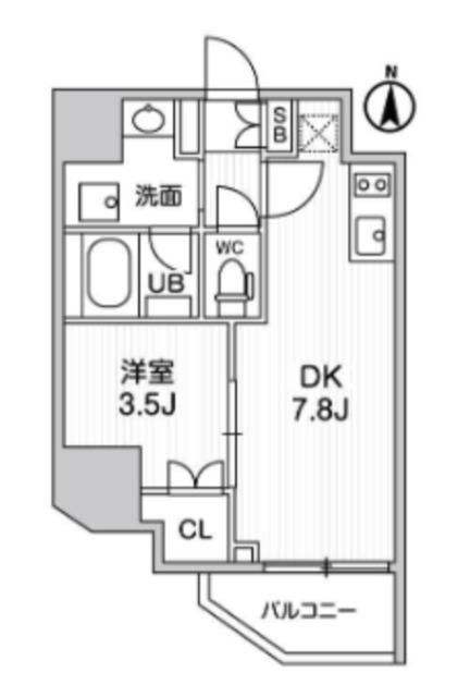 ALTERNA亀戸III(1DK/15階)の間取り写真