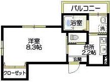 へーベル天文(1K/1階)の間取り写真
