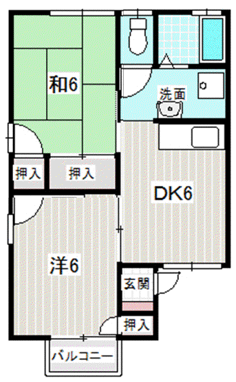 セジュールK&TI(2DK/1階)の間取り写真