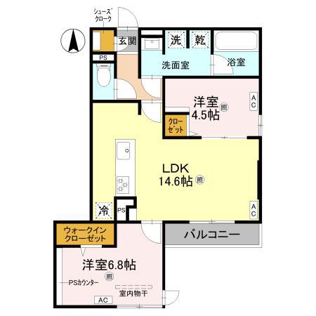 トリシア今川(2LDK/3階)の間取り写真