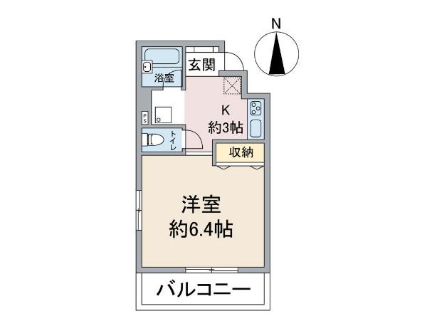 ソレアード(1K/4階)の間取り写真
