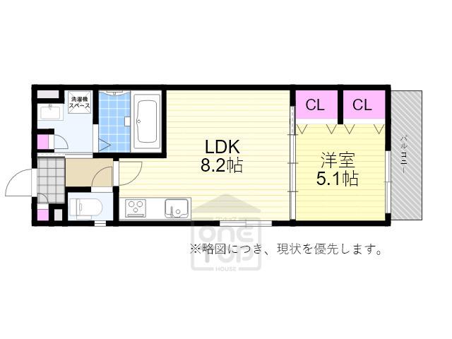 クリエオーレ蛍池2(1LDK/1階)の間取り写真