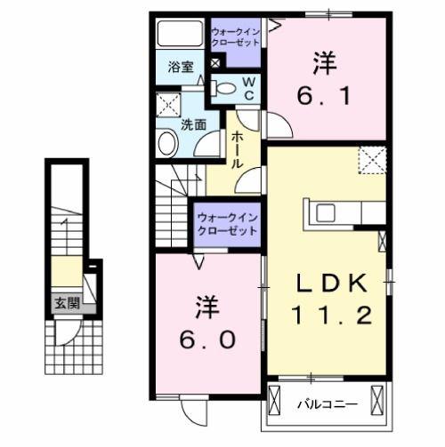 ラ・フォートVI(2LDK/2階)の間取り写真