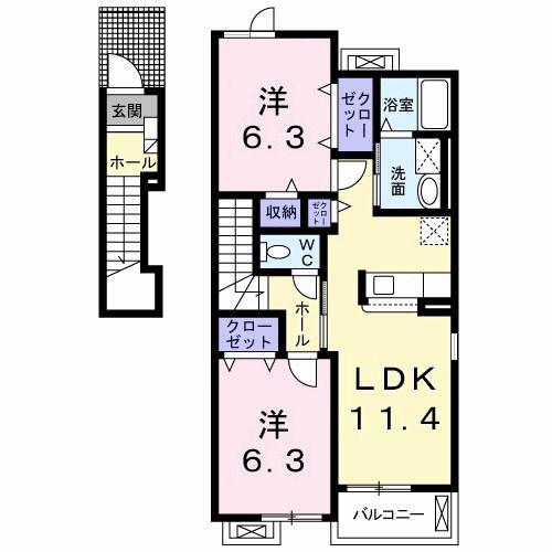 ブリーゼ(2LDK/2階)の間取り写真