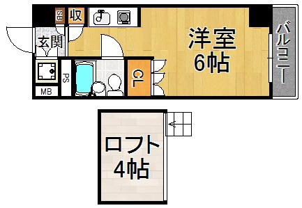 キューブ東武庫之荘(ワンルーム/1階)の間取り写真