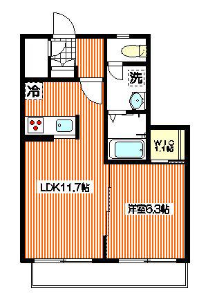 グレイス橘II(1LDK/1階)の間取り写真