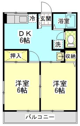 サンライズみゆき(2DK/1階)の間取り写真